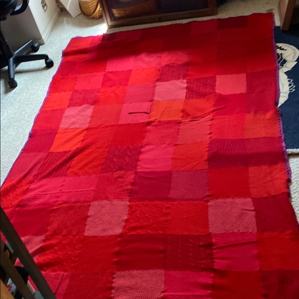 COPY - Red recycled sweater throw